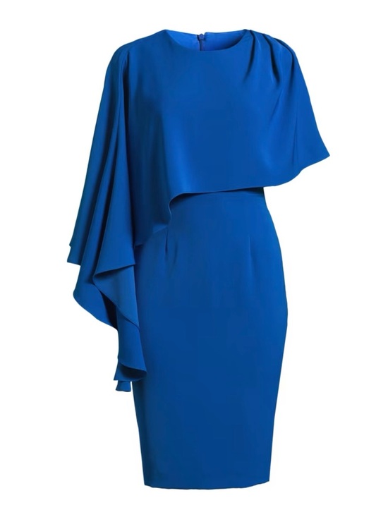 Black Halo Dresses & Skirts - Black Halo Cobalt One-Shoulder Draped Sheath Dress